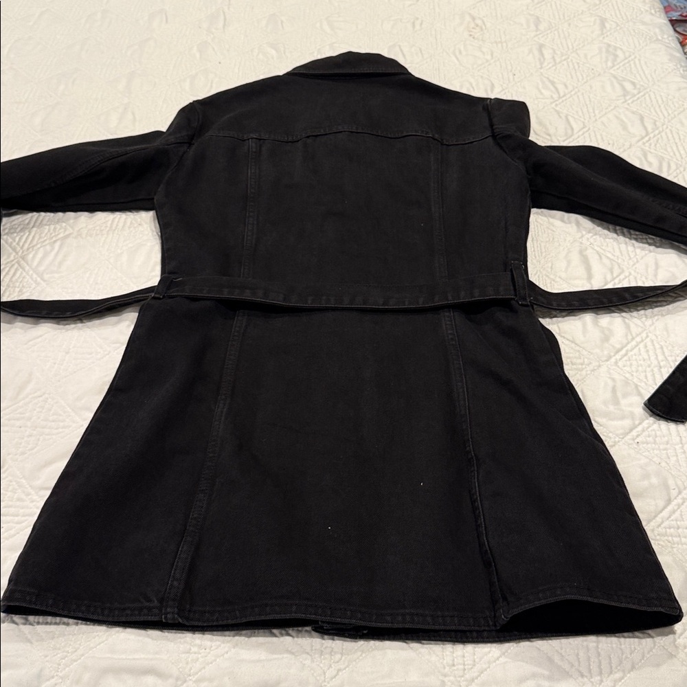 Zara Black Long Sleeve Denim Button Down Dress Jean size M - Picture 13 of 14